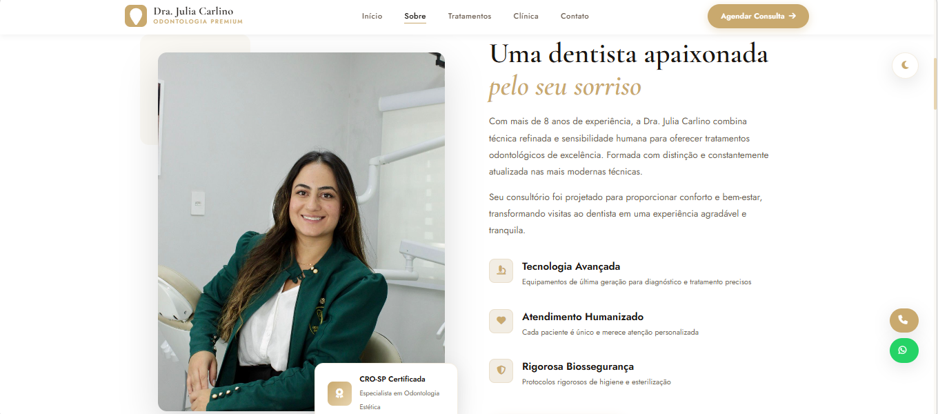 Site da Dra. Julia Carlino, dentista