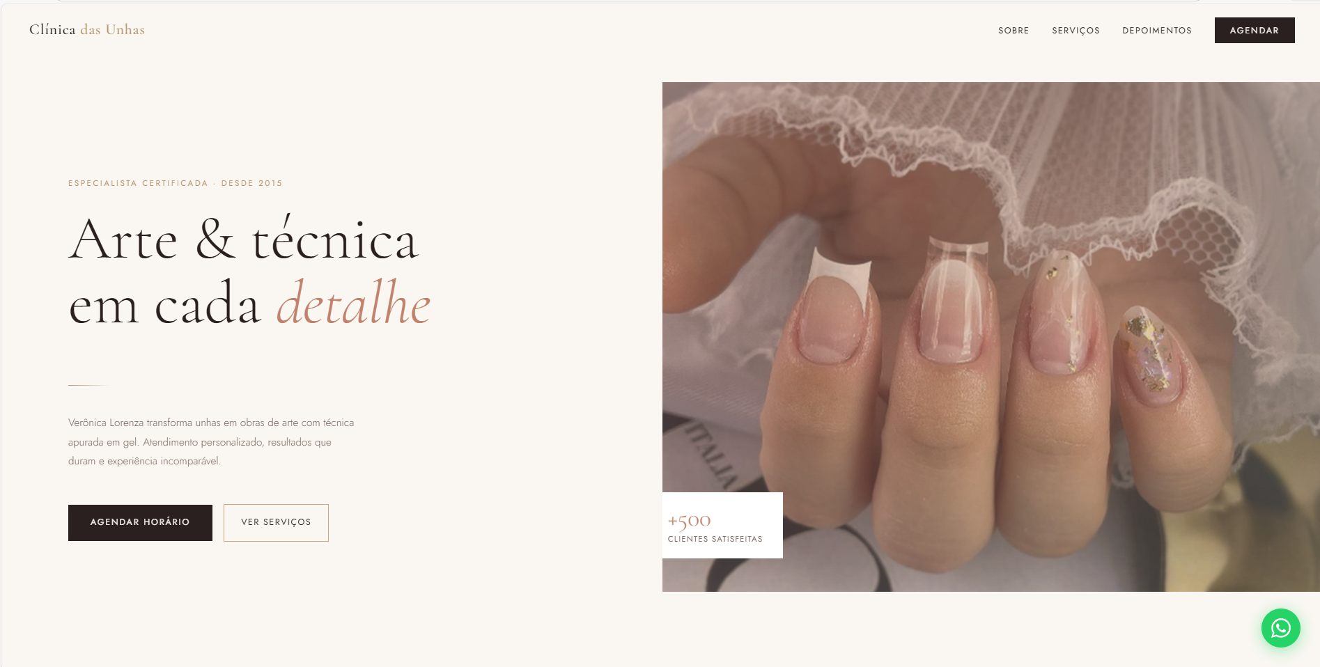 Site da nail designer Verônica Lorenza